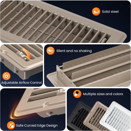 4x10 Floor Registers, 10 Pack Taupe Steel Floor Vent Covers