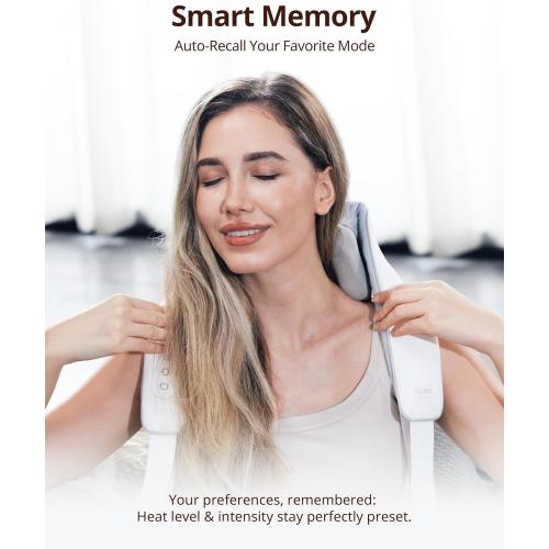 Cordless Shiatsu Neck and Back Massager with Heat, 10 Mins x 12 Uses, 3 Massage Modes & 2 Intensity Levels, 3D Kneading Deep Tissue for Pain Relief, Voice Prompt & Smart Memory, Relax for Women, Men