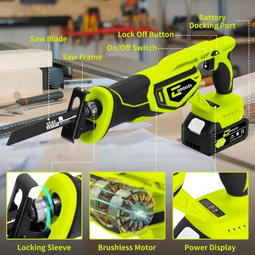 Cordless Reciprocating Saw,Brushless Cordless Saws With 21V 4.0Ah Battery Powered Electric, 0-3500SPM Variable Speed,12 Saw Blades Kit for Wood/Metal/PVC Cutting Included