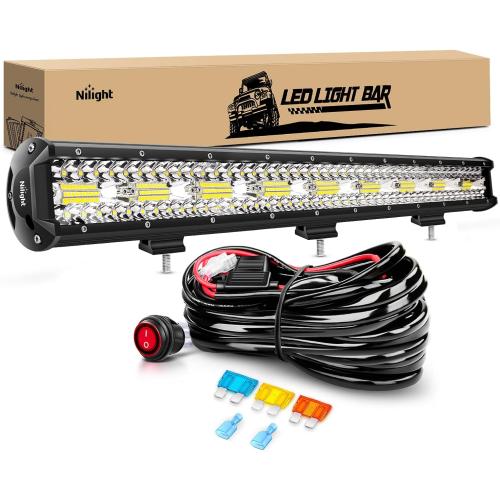 Nilight Led Light Bar 26Inch 540W Triple Row 50000LM Flood Spot Combo Off Road Driving Lights with 14AWG Heavy Duty Wiring Harness for Boat Truck Jeep UTV ATV Car, 2 Years Warranty