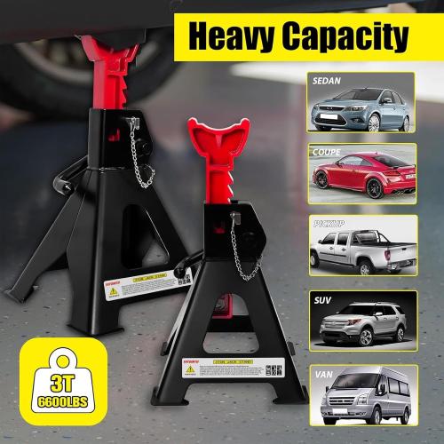 YATOINTO Jack Stands 3 Ton (6,600 LBs) with Double Pin Locking, Car Jack Stand 11.22-16.54 Adjustable with Rubber Pads, Jack Stands for Trucks,Home,Garage, SUV, Pickup,Car,UTV/ATV,1 Pair