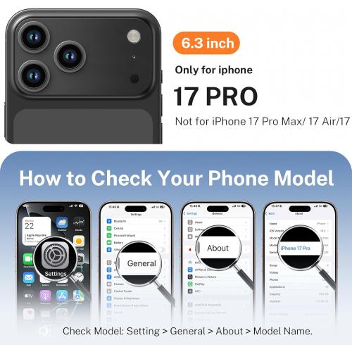 for iPhone 17 Pro Case: with 360° Spin Magnetic Stand, Camera Control Button, Fit for MagSafe, Military Drop Protection, Protective Slim Phone Cover for 17Pro with Ring Kickstand, 6.3, Black
