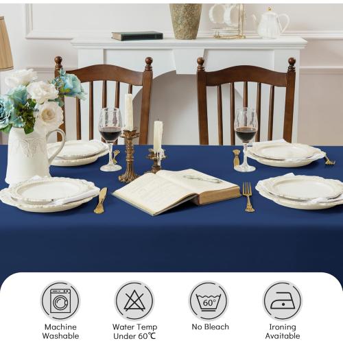 2 Pack Navy Tablecloth - 60 x 120 Inch Rectangle Table Cloth, Waterproof and Wrinkle Resistant Washable Polyester Table Cover for Dining, Buffet Parties and Camping