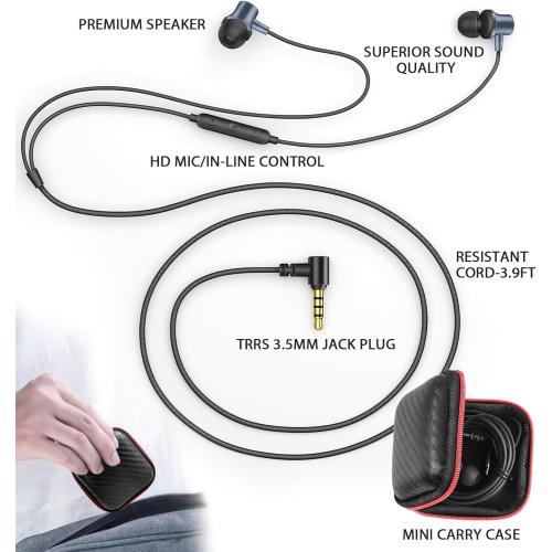 Wired Earbuds for School Chromebook Laptop PC, Noise Canceling Ear Buds with 3.5mm Plug in Audio Jack Microphone HiFi Stereo Wired Headphone Corded Earphone for Kindle Fire School Travel MP3, Black ?