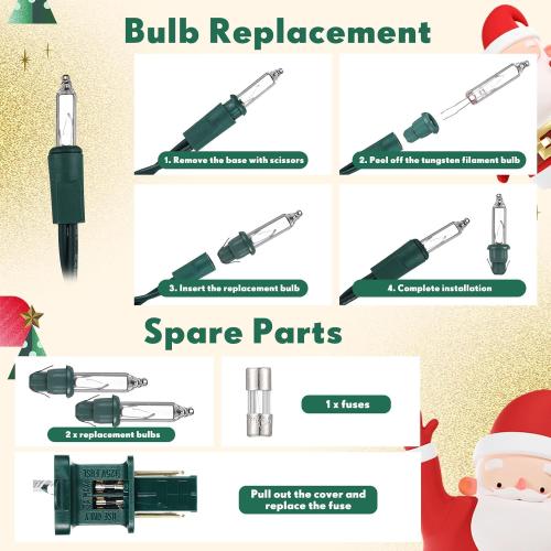 Mini Christmas Lights String Warm White Vintage Short Strand String Lights, Clear Bulbs Wire Fit Light up Christmas Decorations(20 Bulbs Connectable,5ft,Green)