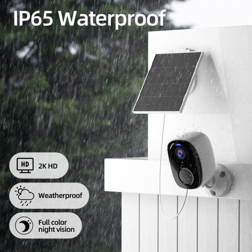 4pc Solar Security Cameras Wireless Outdoor, 2K Battery Powered Cameras for Home Security, 2.4/5G WiFi Camera with Solar Panel, Color Night Vision, AI Detection, 2 Way Talk, IP65, SD/Cloud