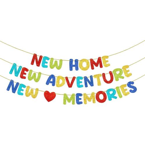 Fulmoon Pre Strung New Home Adventure Memories Banner, Colorful
