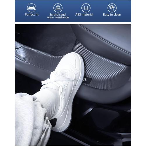 8pcs 2025 8PCS Tesla Door Sill Protector for Model 3 2024 2025 Highland, Carbon Fiber Door Sill Scuff Plate Edge Guard, Front and Rear Door Entry Guard Scuff Plate Carpet Front Rear Sill
