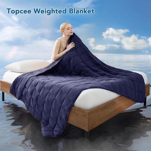 Size Queen Color Blue Topcee Weighted Blanket for Adults (20 lbs, 60 x 80) Queen Size Soft Cooling Heavy Blanket Sleeping, Apply to 190-210 lbs Body, Thick Breathable Blanket with Glass Bead, Easy Care