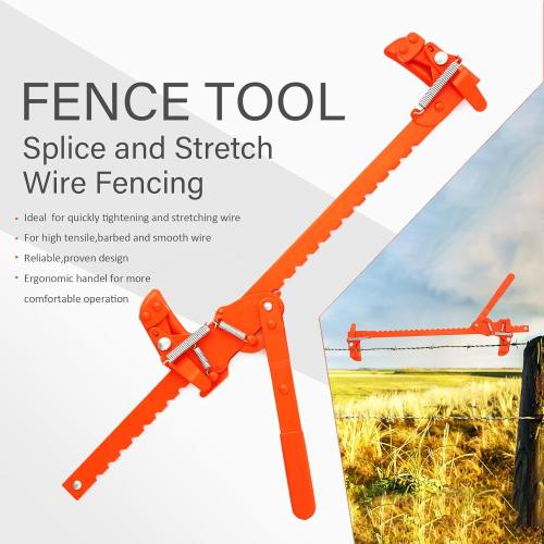 Heavy Duty Carbon Steel Fence Stretcher Tool, All Purpose Wire Tensioner for Barbed & Smooth Wire Fence, Fence Fixer and Splicer for Agricultural, Ranch & Residential Fences