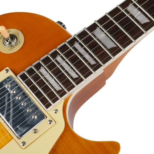 Starshine Electric Guitar, Flamed Maple Top Single Cutaway Guitar ABR-1 with Double Humbuckers Pickups, Trans Burst