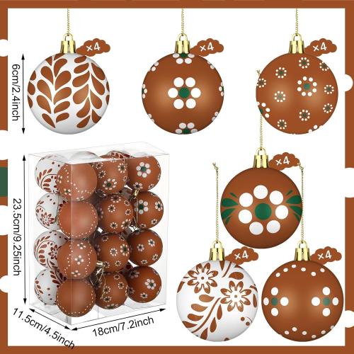 24 Pcs 2.36 Inch Mexican Christmas Ball Ornaments Platos De Barro Mexicanos Barro Decor Tree Hanging Ornaments Plastic Christmas Balls Decor for Xmas Trees Holiday Party Favors Home