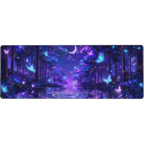 Butterfly Mouse Pad Extended Large Gaming Mouse Pad XL Stitched Edges for Gamer Home Office 31.5 X 11.8 Inch