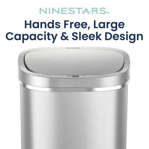 Ninestars 21 Gallons Automatic Large Kitchen Trash Can with Lid, Motion Sensor Trash Can for Kitchen, LivingRoom, Office, 80 Liter X Large Touchless Stainless Steel Garbage Bin (Rectangular)