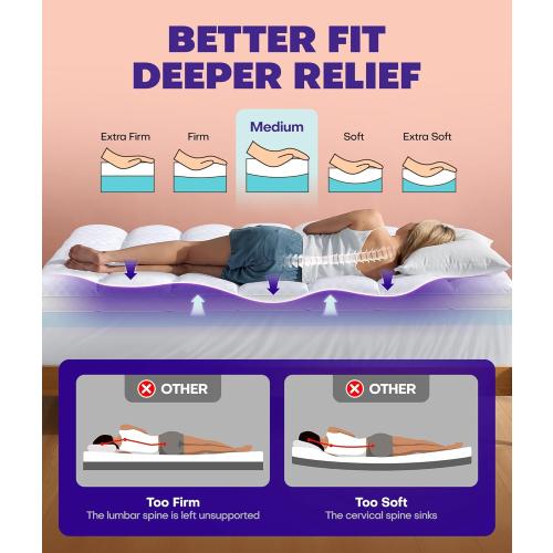 Dual Layer 4 Inch Memory Foam Mattress Topper for Pressure Relief with 4X Support, 2 Fluffy Pillow Top Queen Mattress Topper 50% Viscose Made from Bamboo Plus 2 Cooling Gel Memory Foam Mattress Pad