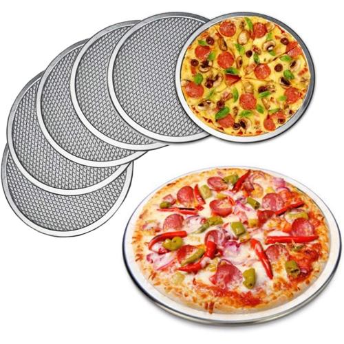 6 Packs Aluminum Alloy Pizza Pan with Holes, 8 Inch Commercial Grade Pizza/Baking Screen for Oven Round Pizza Crisper Tray Pizza Baking Tray for Home Restaurant, Seamless (8-Inch, Pack of 6)