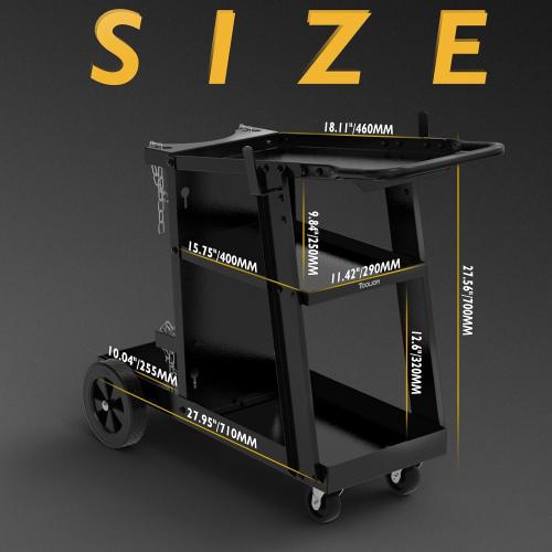 TOOLIOM 3-Tier Tilt-Table Welding Cart for Tig Mig Welder and Plasma Cutter with 360° Swivel Wheels