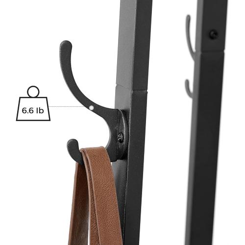 VASAGLE Coat Rack, Coat Stand with 3 Shelves, Hall Tree Free Standing with Hooks for Scarves, Bags, Umbrellas, Steel Frame, Industrial Style, for Entryway, Living Room, Rustic Brown and Black ULCR80X
