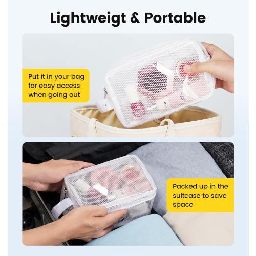 Vorspack Small Travel Toiletry Bag - Translucent Toiletry Bag for Women Hanging Toiletries Bag for Men Water Resistant Travel Bag for Toiletries Accessories - White