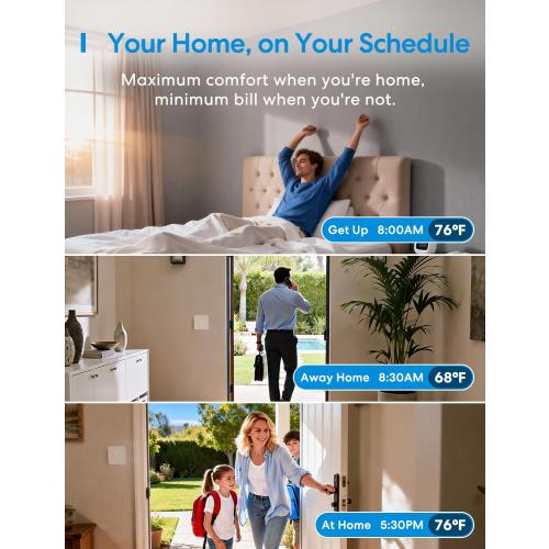 meross Smart Thermostat for Home, WiFi Thermostat Works with Matter, Alexa, Apple Home, Google Assistant, App & Voice Control, 7x24h Scheduling, Energy Saving, C-Wire Required