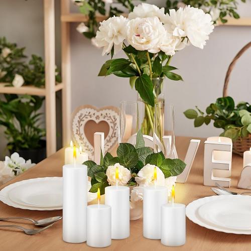 White MTLEE 36 Pcs Pillar Candles Bulk Unscented Candle Set 38 Hour Long Burning Dripless for Dinner Emergency Wedding Spa Party(3 Sizes,White)