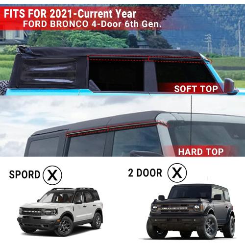 Bronco Rain Guard Window Visor Wind Deflectors for Bronco Accessories 4-Door 2021 2022 2023 Smoke Tint Premium Series Sun Rain Guards Compatible with Bronco 6th Gen.4-Door (4PCS)
