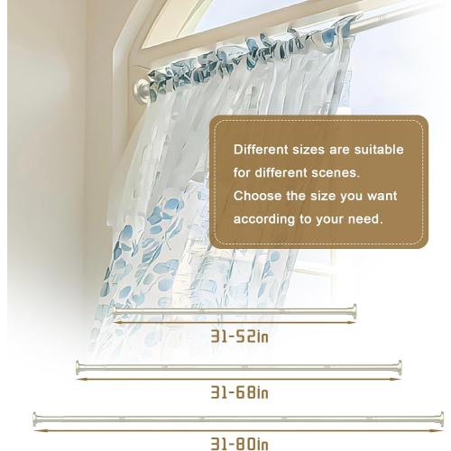 Brushed Nickel Shower Curtain Rods - 31-80 Inch Spring Tension Shower Rods for Bathroom, Adjustable, No Drilling, No Rust, Stainless Steel