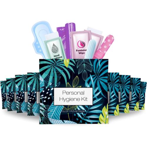 Menstrual Kit All-in-One 10 Pack | Convenience on The Go | Period Kit Pack for Travelling, Tweens & Teenager | Individually Wrapped Feminine Hygiene Product (Blue Forest)
