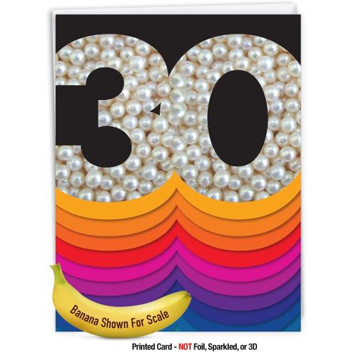 The Best Card Company - 30th Happy Birthday Card Jumbo (8.5 x 11 Inch) - 30 Years of Celebration Notecard for Birthdays, with Envelope - Bold Milestones 30 J6110AMBG