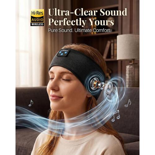 Lullaband Sleep Headphones, Bluetooth Headband Headphones with 12-Hour Battery, Soft Headband for Sleeping, Travel, Exercise, Yoga & Relaxation