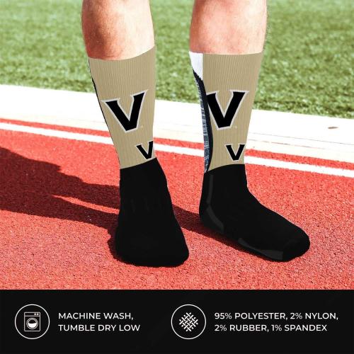 Size  YTH For Bare Feet NCAA Youth University Socks - Officially Licensed School Logo - Girls & Boys - Crew Style - Support your team on Game Day (Vanderbilt Commodores - Graphite, One Size)