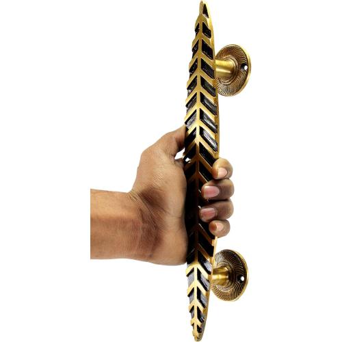 Size 1.75x 1.6 x 12 eSplanade Brass Designer Handle | Home Decor | Door Decor | Brass Door Pulls (Leaf)