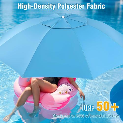 Floating Pool Umbrella with Weighted Base, Rust-Proof Aluminum Pole | Blocks Up to 98% of Harmful UV Rays, Features Removable Polygon Floating Table, Ideal for Pools, Beaches & Outdoor Lakes