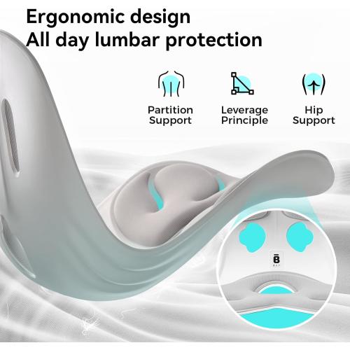 BKT Seat Cushion Chair Ergonomic Office Chair Cushions Lumbar Support for Seat Pillow Ideal for Students Office Workers Nursing Mothers Long Sitting Outdoor Fishing Floor (Grey)