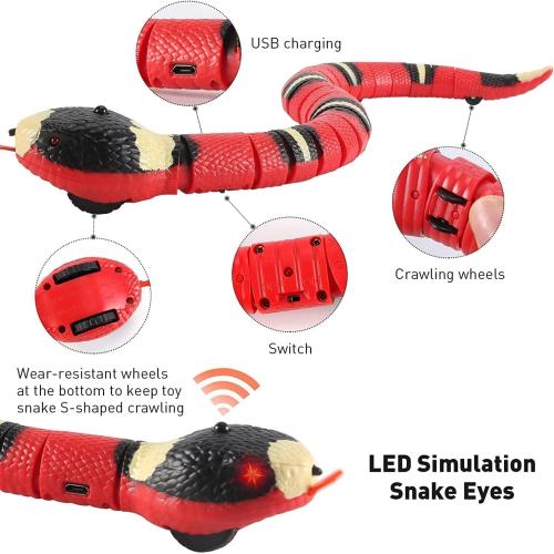 CSD Interactive Smart Sensing Snake Toy for Cats, Dogs &Kids - USB Rechargeable, Automatically Senses Obstacles - Electric Toy Gift & Prop for Halloween, Christmas & April Fools