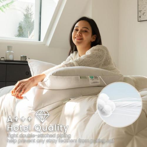 A Size Set of 2, Hotel Collection Fluffy sofa Pillows for Sleeping, 100% Cotton Cover Soft Pillow 22x22 2 Pack