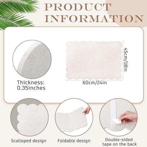 Scalloped Felt Bulletin Board 24 x 18 Inches Foldable Camel Pin Cork Board Alternative for Wall, 2' x 1.5' Trifold Picture Vision Self Adhesive Bulletin Decorative