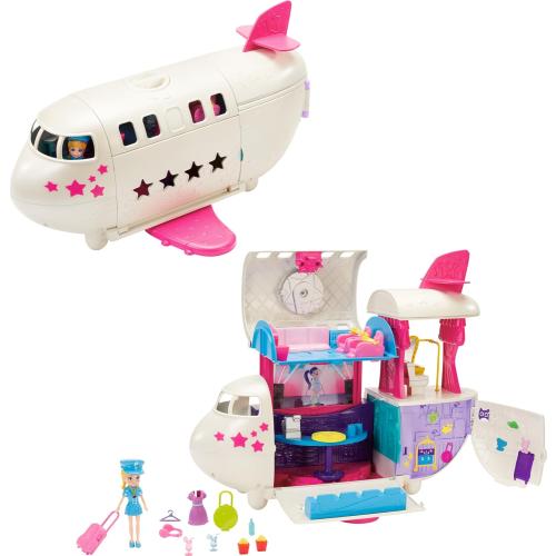 Polly Pocket Travel Toy Playset with 3-inch Doll & Accessories, Transforming Fabulous Flying Jet Airplane Toy