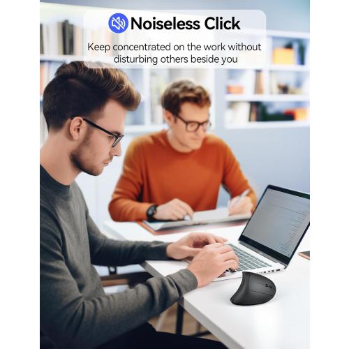 TECKNET Ergonomic Mouse Wireless, Echargeable Mouse Wireless Silent for Carpal Tunnel Right Hand, 2.4GHz USB-A Vertical Mouse for Laptop,5 Adjustable 4800 DPI, Computer,MacBook, Desktop(Not-USB-C)