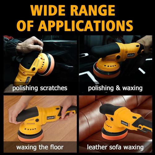 AUTIWOZ Cordless Car Buffer Polisher, 2x2000mAh 21V Batteries 5 Inch Random Orbital Polisher for Car Detailing, Waxing, Polishing, Scratch Removing, 6 Variable Speed Car Buffer Polishing Kit