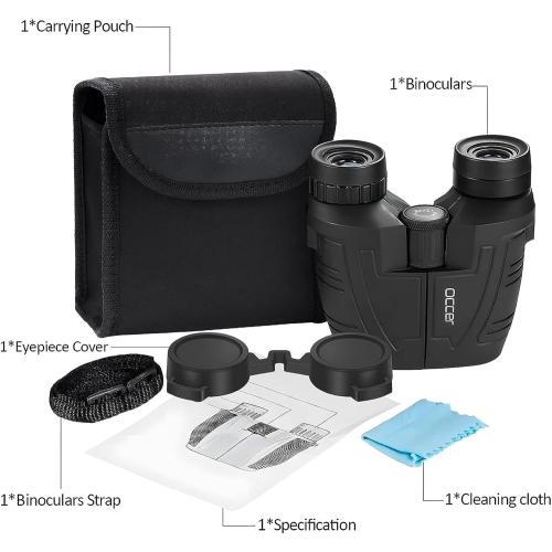 Occer 12x25 Compact Binoculars for Adults and Kids, Large Eyepiece Waterproof Binocular with Low Light Vision,High Powered Easy Focus Binoculars for Bird Watching,Outdoor Hunting,Travel,Sightseeing