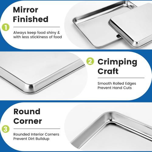 12 Pack Stainless Steel Baking Sheet Pans,  Cookie Sheets for Toaster Oven, Rust-Resistant, Dishwasher Safe