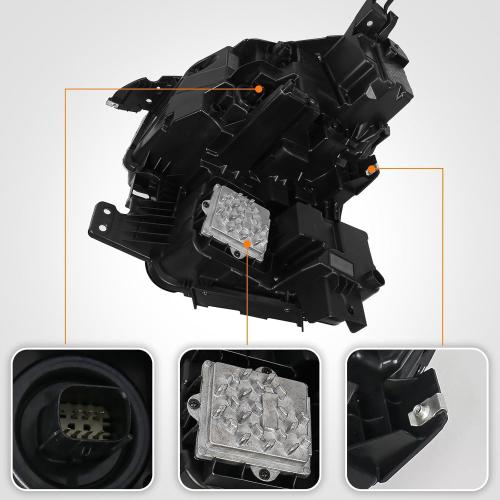 BLACK FIONE Full LED Headlights Assembly Compatible with Chevy Tahoe/Suburban 2021 2022 2023 WITH LED Running Light Factory Headlamps Left Driver Side LH