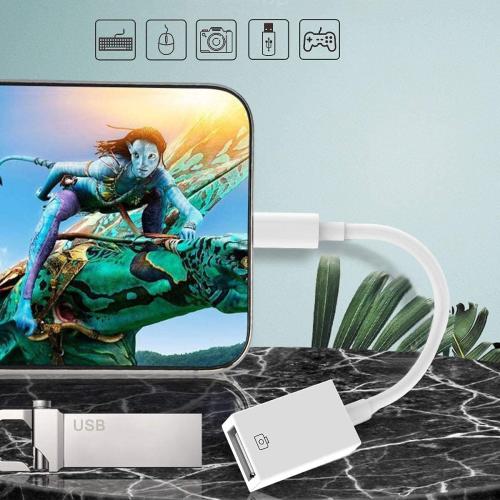 Apple MFi Certified Lightning to USB Camera Adapter for iPhone iPad Female USB 3.0 OTG Cable Adapter Support Connect Camera, Flash Drive, Card Reader, MIDI Keyboard, Mouse