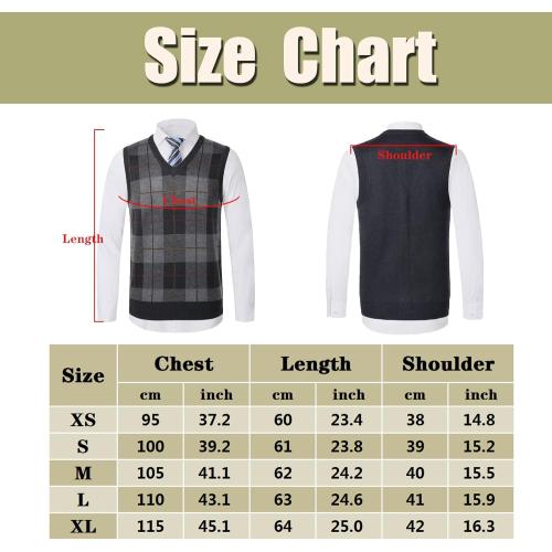 Men's Large Sleeveless Argyle Sweater Vest V-Neck Jumper Classic Business Gentleman Knitted Gilet Autumn Winter Knitwear Waistcoat Casual Golf Tank Tops, B-navy Blue,