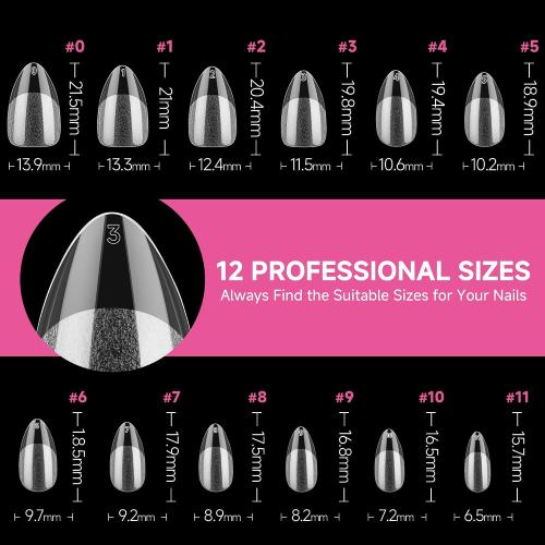 UNA GELLA Short Almond Nail Tips, 312pcs X-Soft Gel Nail Tips Almond Shape