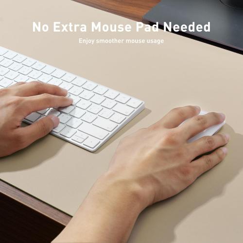 Aothia Leather Desk Pad Protector, Mouse Pad, Office Desk Mat, Non-Slip PU Leather Desk Blotter, Laptop Desk Pad, Waterproof Desk Writing Pad for Office and Home (Beige, 36 x 17)