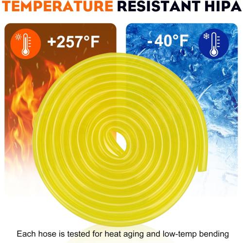Hipa 10 Feet 1/4 Fuel Line Hose I.D 1/4 x O.D 3/8 (6.35 mm x 9.5 mm) Replace Tygon Fuel Line Tube for Small Engine Lawn Mower Chainsaw Trimmer Tiller Generator Blower Model Parts with Clamps