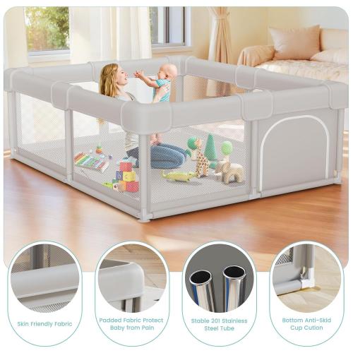 Baby Playpen Baby Playard, Play Pen for Babies and Toddlers with Gate, 50x50 Fence, Sturdy Safety Playpen, Indoor & Outdoor Kids Activity Center