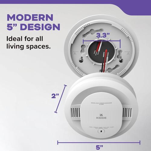 Kidde Hardwired Smoke & Carbon Monoxide Detector, AA Battery Backup, Voice Alerts, Interconnectable, LED Warning Light Indicators, 2 Pack